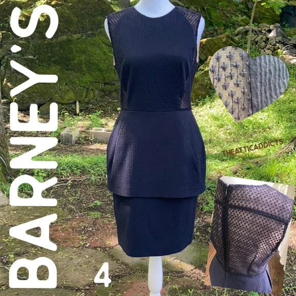 Barney’s NY Navy Lace Detail Dress sz 4 - Picture 12 of 17